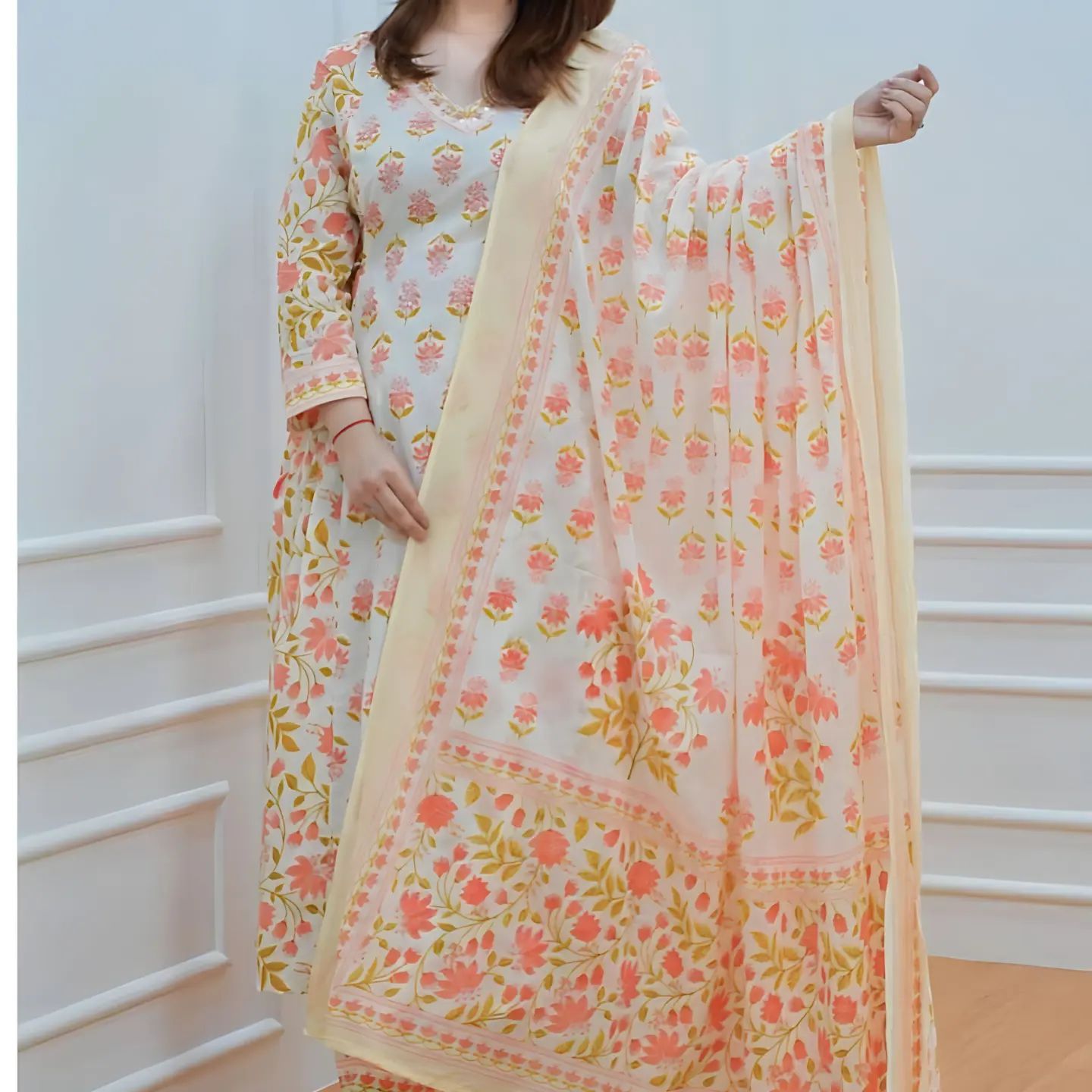 Gorgeous cotton afghani kurti set