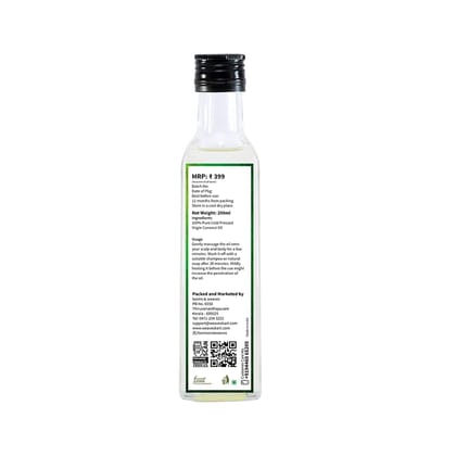 Cold Pressed Extra Virgin Coconut Oil for Skincare, Hair care and Baby care – (200 ml)