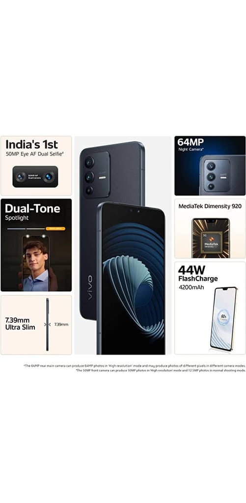 Vivo V23 5G (Stardust Black, 8GB RAM 128GB Storage)