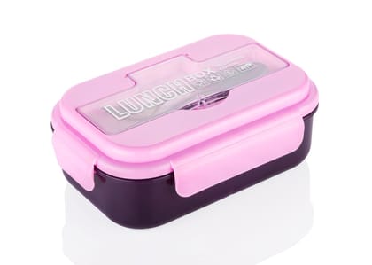 Leak Proof 3 Compartment Lunch Box with Pencil Box on Top Reusable Freezer Safe Food Containers with Spoon for Adults and Kids, PP Food Grade Plastic