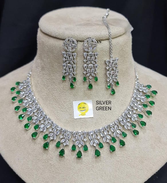 Exclusive Sea Green Triple Layer Diamond Necklace