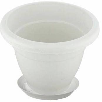 Dbeautify Round Shaped Flower Pots, White Garden Planters Floor Pots Virgin Plastic Hanging Planters with Tray, 10 inch - Flowers | Buy online on ZillyBuy