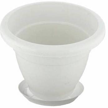 Dbeautify Round Shaped Flower Pots, White Garden Planters Floor Pots Virgin Plastic Hanging Planters with Tray, 10 inch