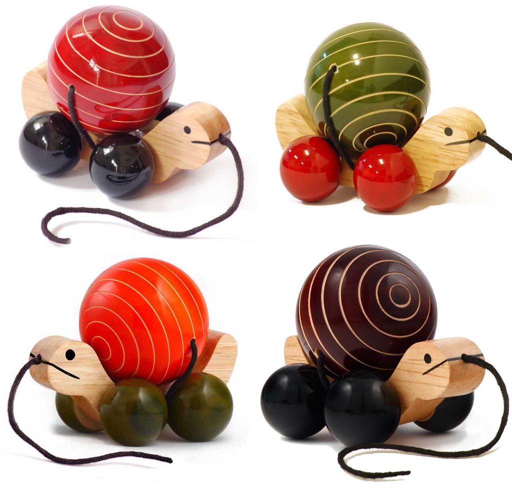 Tuttu Turtle ( Red ) | Push and Pull Wooden toy | Wooden Pull toys | Wooden turtle pull toy - Toys and Games | Buy online on ZillyBuy