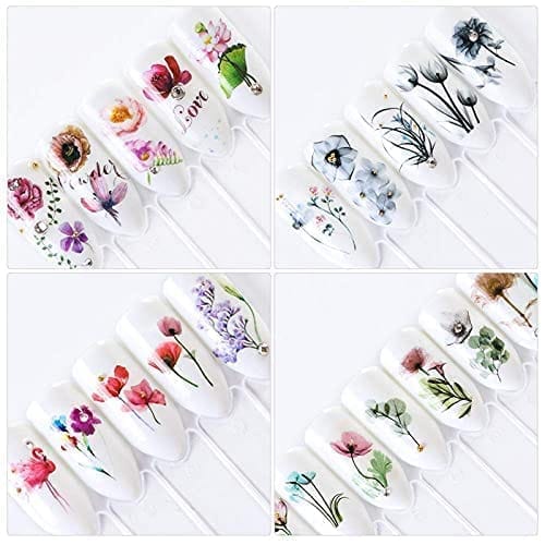 VTC ENTERPRISE Nail Art Sticker Decals, Water Transfer Nail Stickers Nail Art Supplies Daisy Nail Decals Nail Art Decorations 24 Sheets Colorful Nail Stickers for DIY Nails Design Manicure Tips Decor