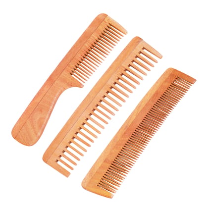 Neem Wood Combs (Set of 3 combs) – UNISEX (Anti-Bacterial & Anti-Fungal)