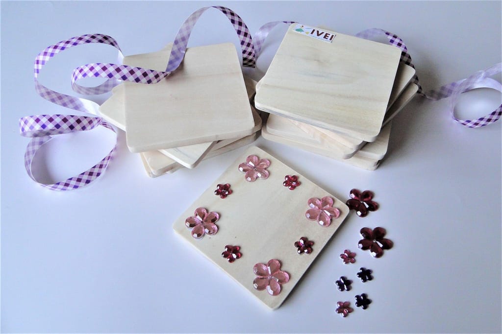 IVEI DIY Wooden Coasters Square (3.25 in X 3.25 in)- Set of 12