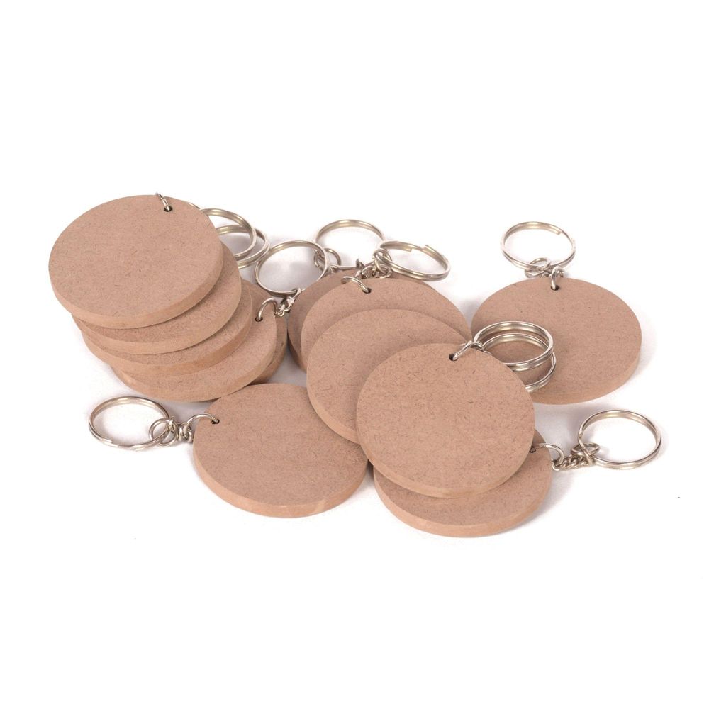 IVEI DIY MDF Key Chains Circle - Set of 20- 2 in X 2 in
