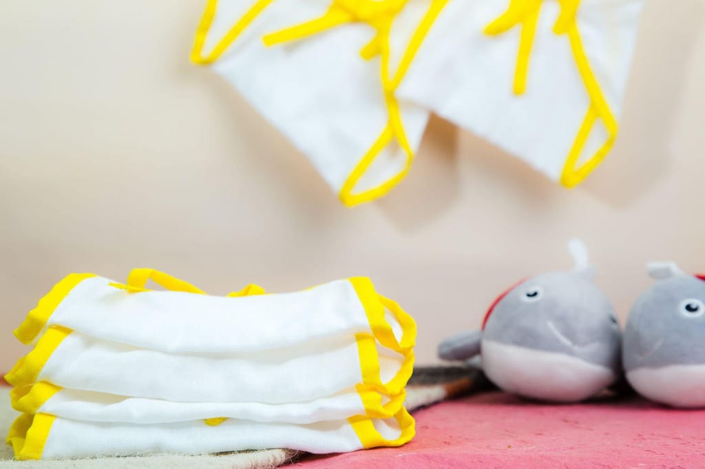 Pure Cotton Soft Dhoti NAPPY - for Newborn Babies (0-3 months) -Set of 6 - Yellow