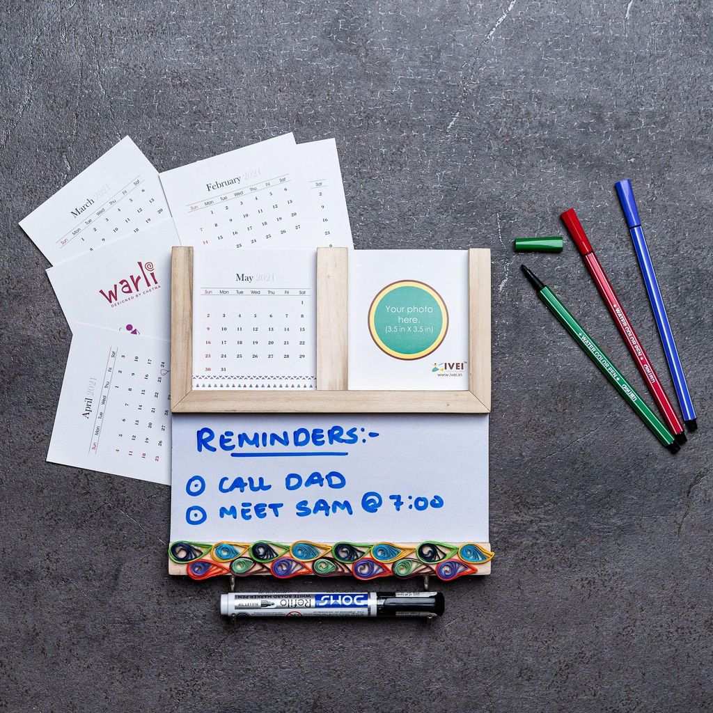 IVEI Quilling Fridge Magnet with Photo frame, Calendar and Whiteboard