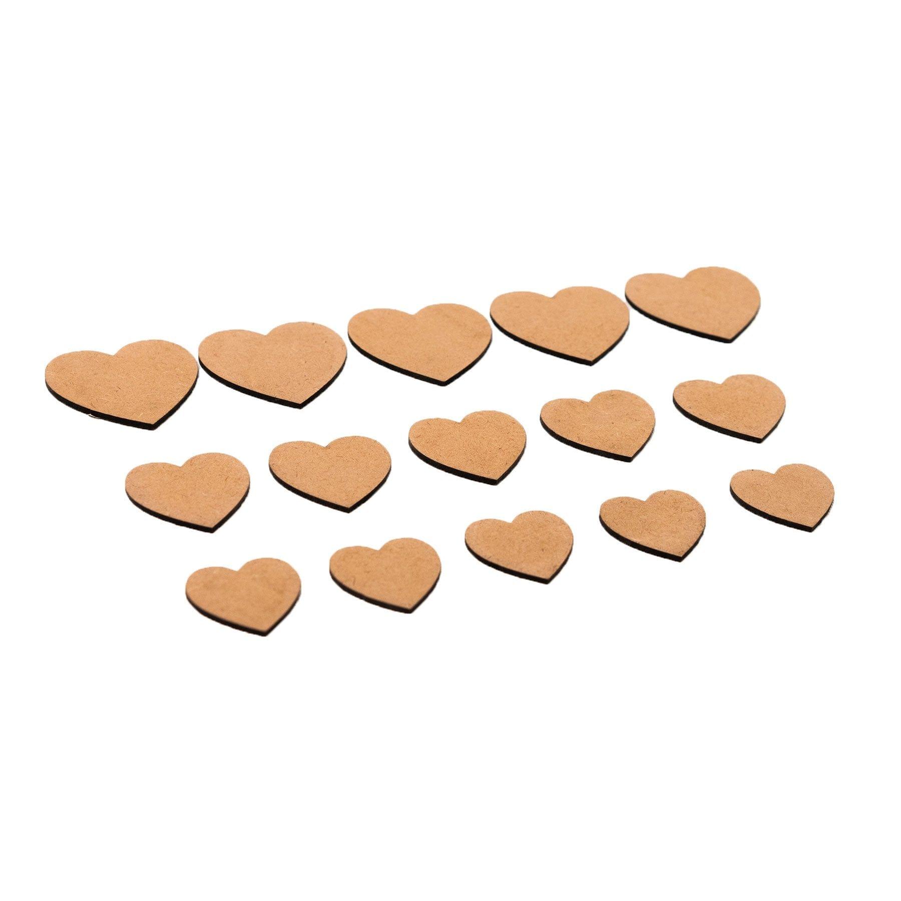 IVEI MDF Heart Cutouts/Embellishment - DIY Set of 15