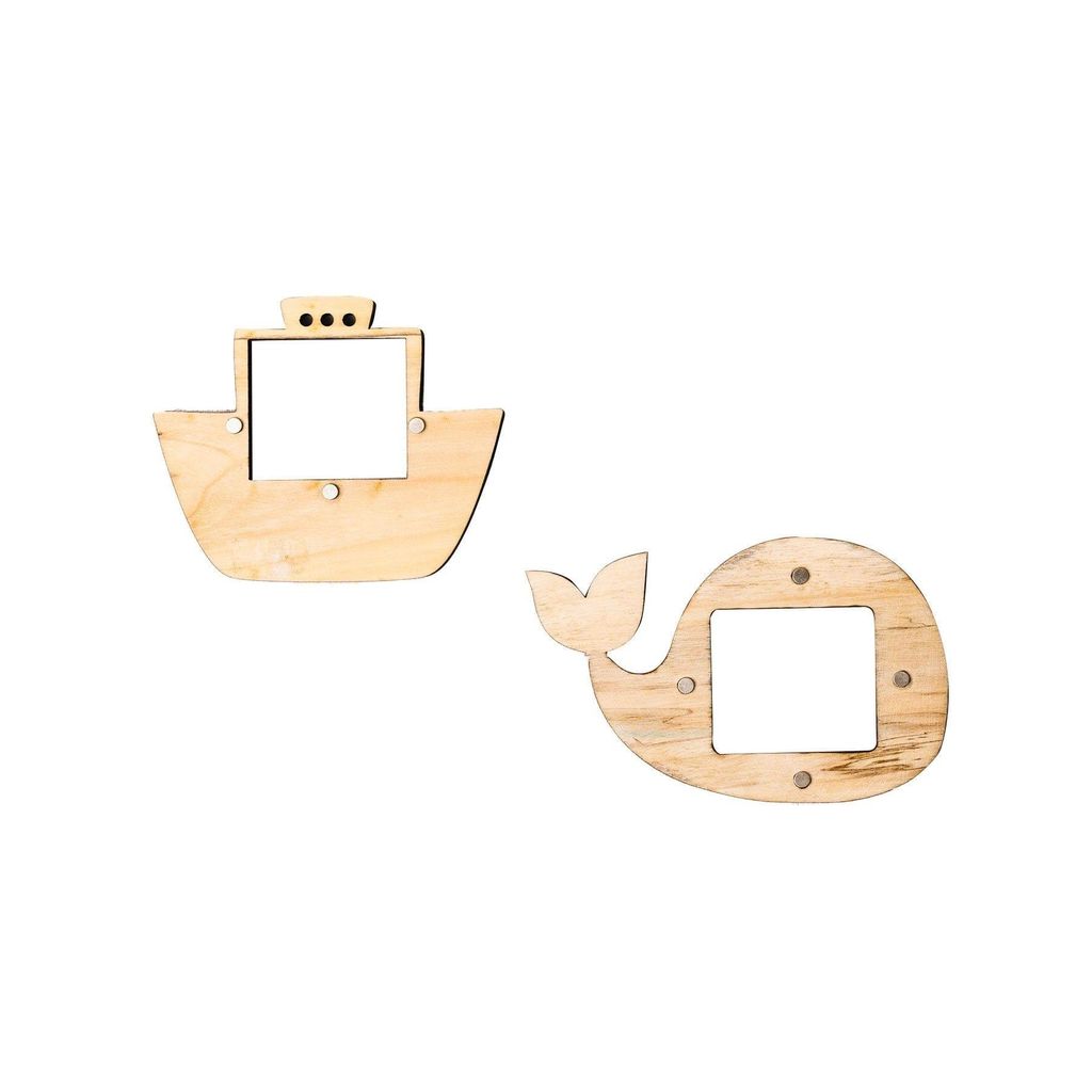 IVEI Ship and Whale Shaped Wooden Photo Magnet- Set of 2 [Photoframes]