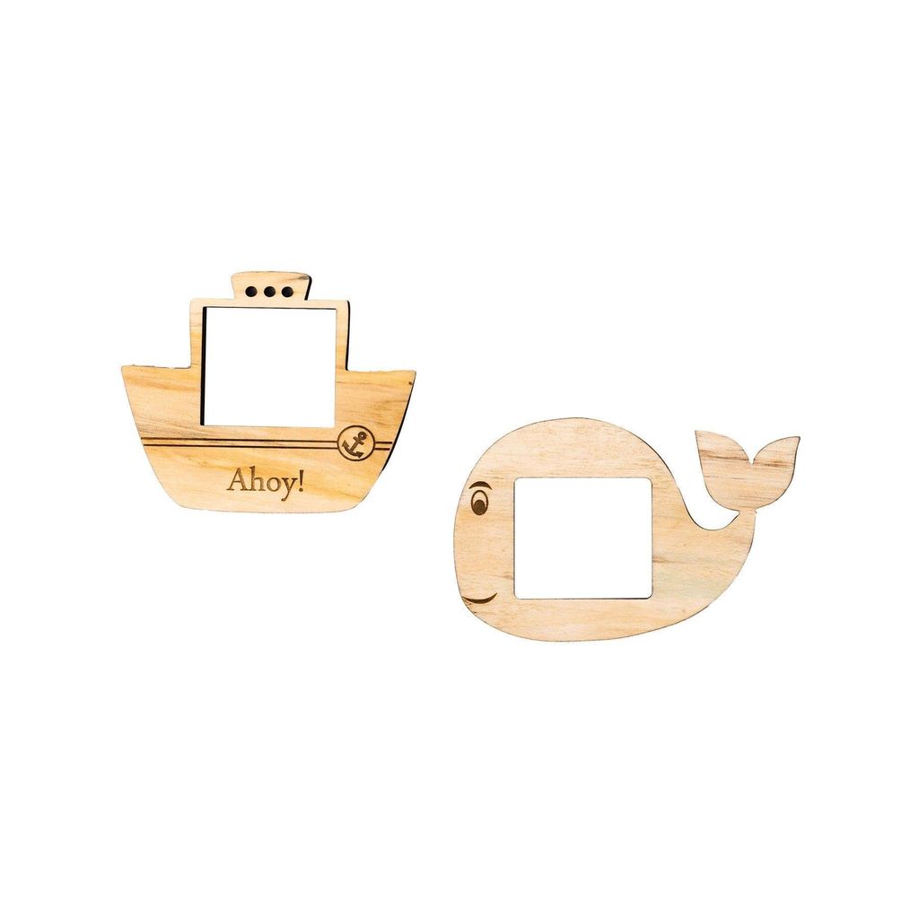 IVEI Ship and Whale Shaped Wooden Photo Magnet- Set of 2 [Photoframes]