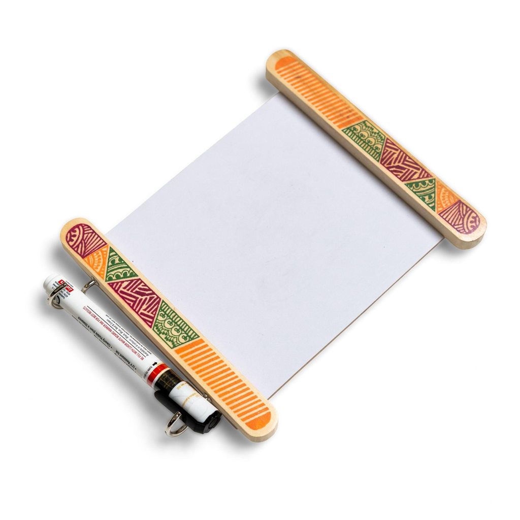 IVEI Wooden Fridge Magnet with a whiteboard and hooks [Geometric Pattern]