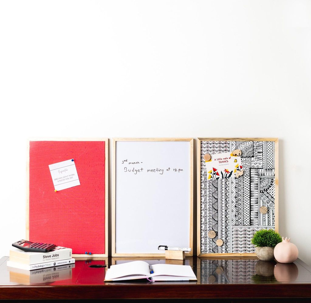 IVEI Whiteboard, Metal board & Pin Board (Big) - Set of 3