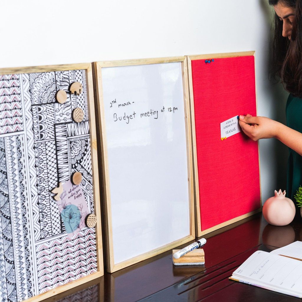 IVEI Whiteboard, Metal board & Pin Board (Big) - Set of 3