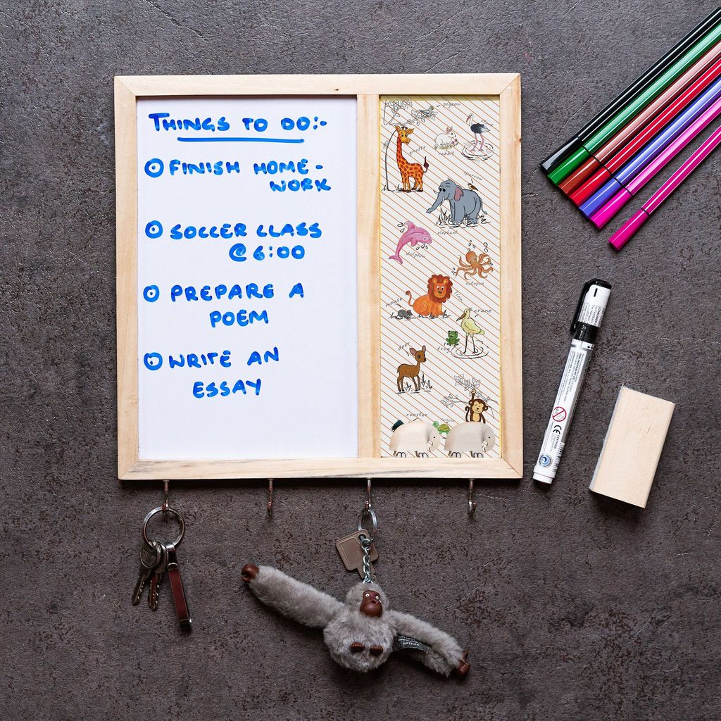 Kids Metal Board Whiteboard with Hooks