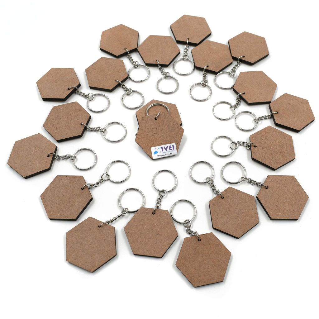 IVEI DIY Hexagon Key chains - Set of 20