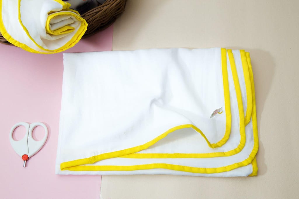 Pure Soft Cotton Dhoti TOWELS for Babies/Kids Set of 2 Towels - Yellow