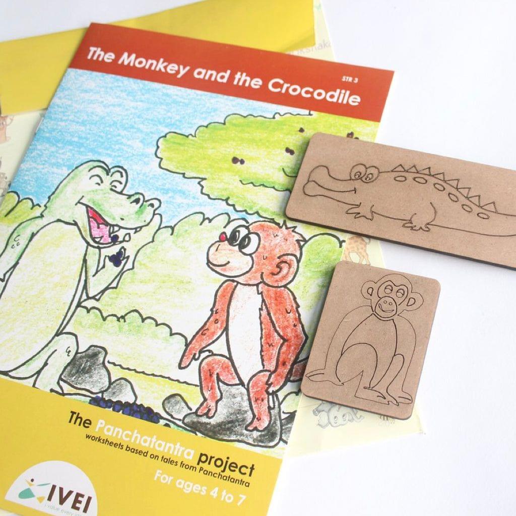 The Monkey and the Crocodile - workbook and 2 DIY Magnets - 4 to 7 yrs