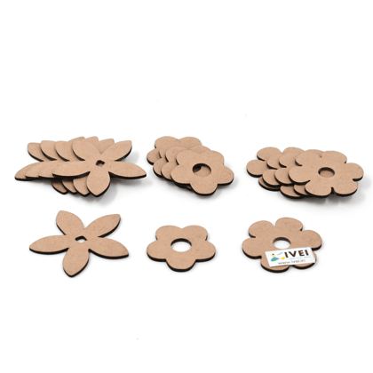 IVEI MDF Flower Cutouts/Embellishment - DIY Set of 15