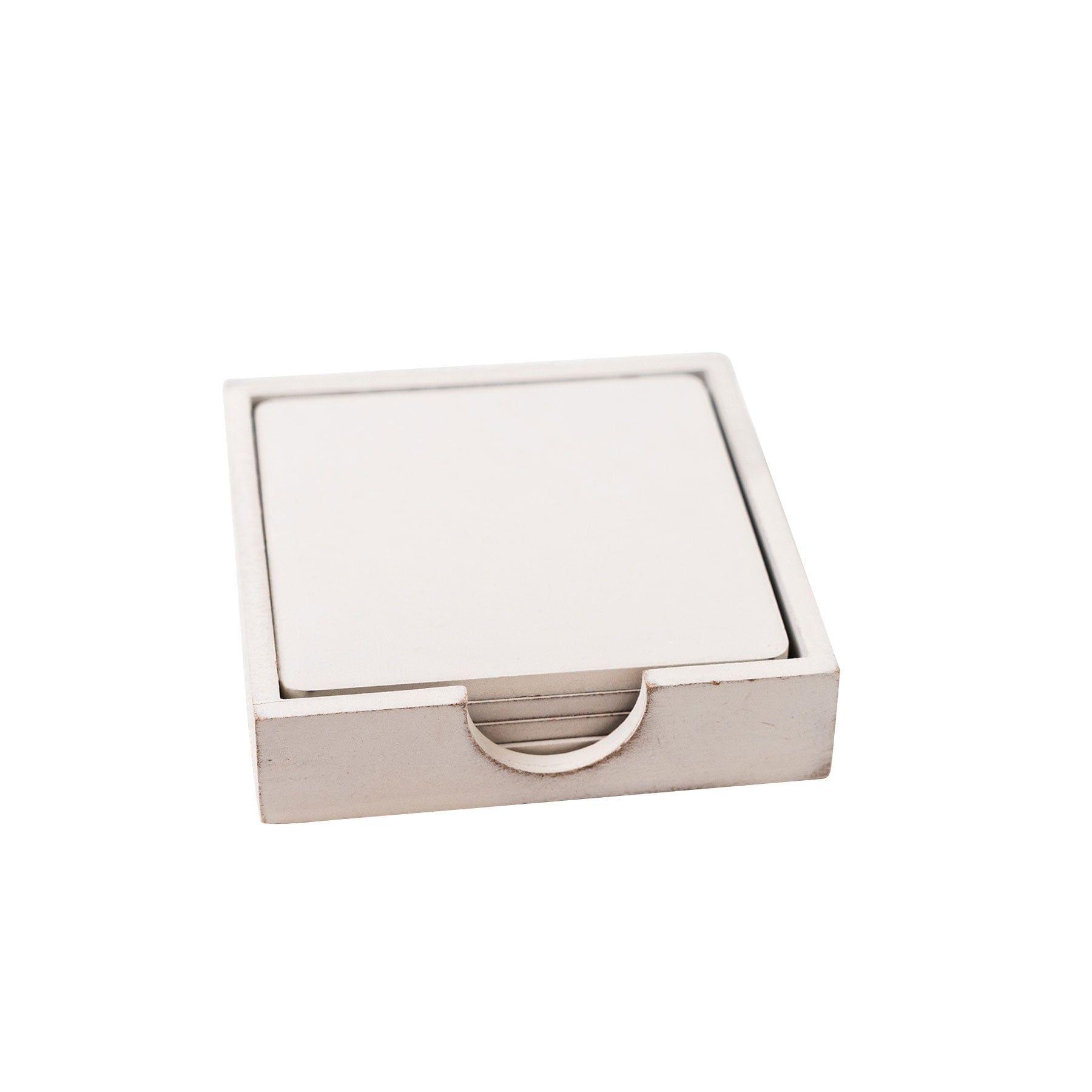 IVEI DIY MDF Coasters with Holder (with Primer)