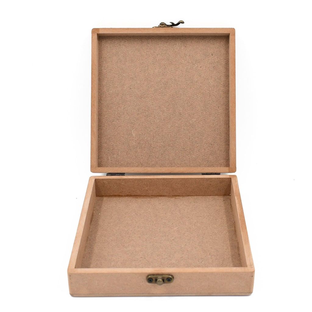 IVEI MDF Box - Square Wood Box DIY (7.5 in X 7.5 in X 2 in)