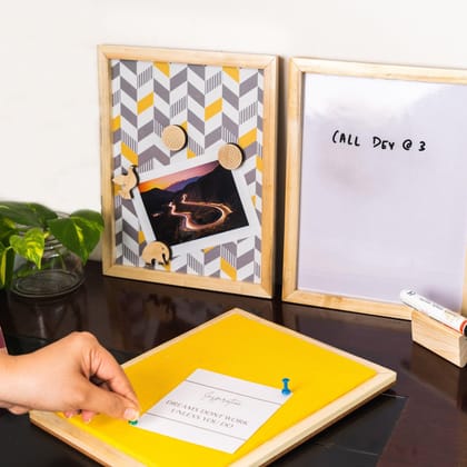 IVEI Whiteboard, Metal board & Pin Board (Small) - Set of 3 - Yellow IVEI Whiteboard, Metal board & Pin Board (Small) - Set of 3 - Yellow