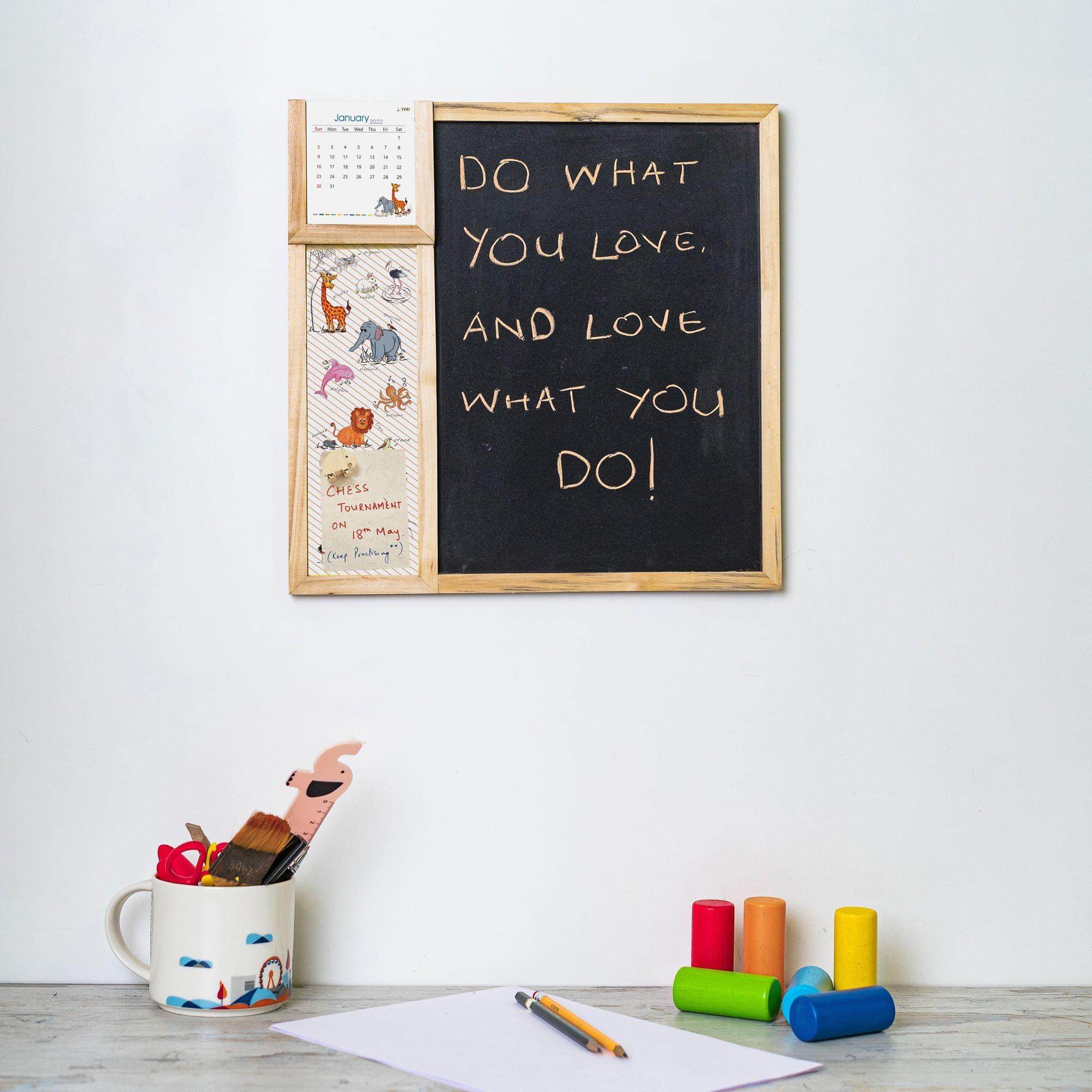 Kids Metal Board & Blackboard with Calendar