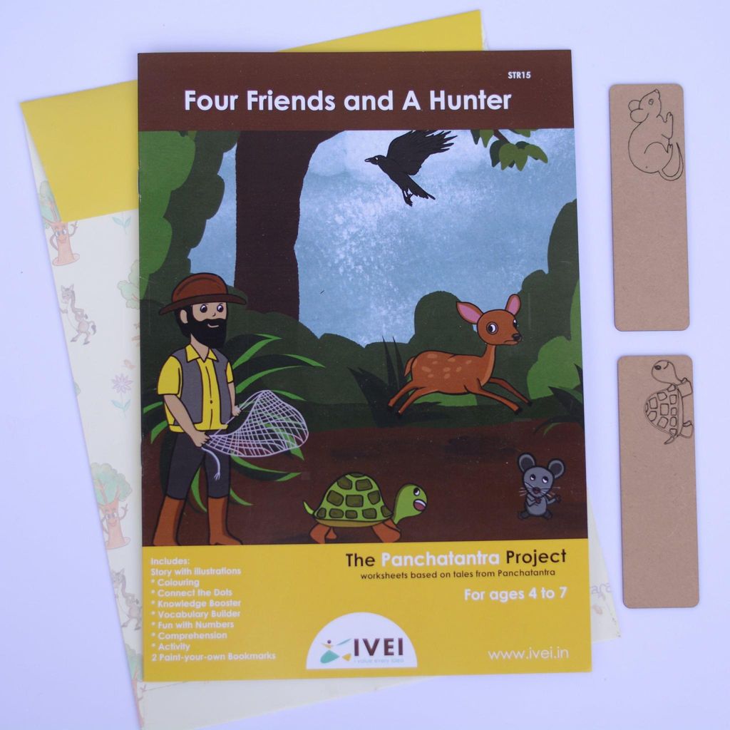Four friends and a hunter Workbook and 2 DIY Book Marks  - 4 to 7 yrs