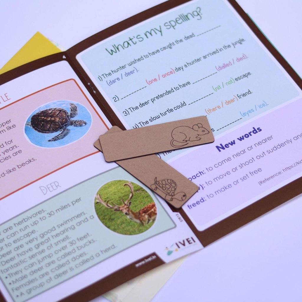 Four friends and a hunter Workbook and 2 DIY Book Marks  - 4 to 7 yrs