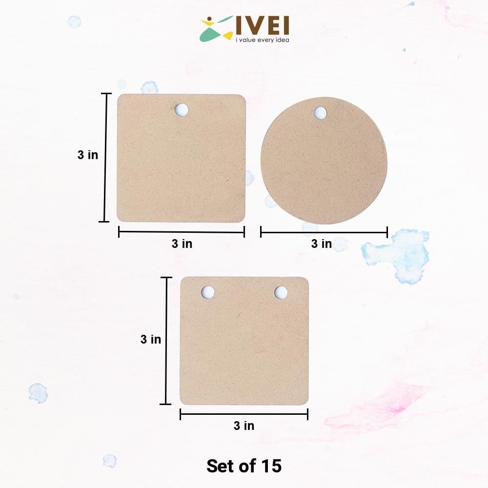 IVEI DIY MDF Pendants - Set of 15 - 3 mm