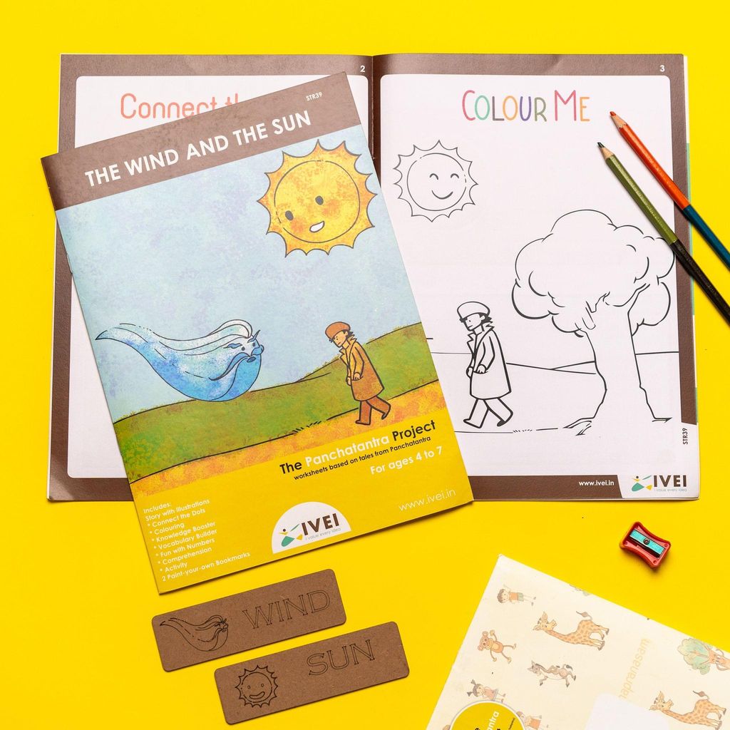 The Wind and the Sun - Workbook and 2 DIY Bookmarks - 4 to 7 yrs