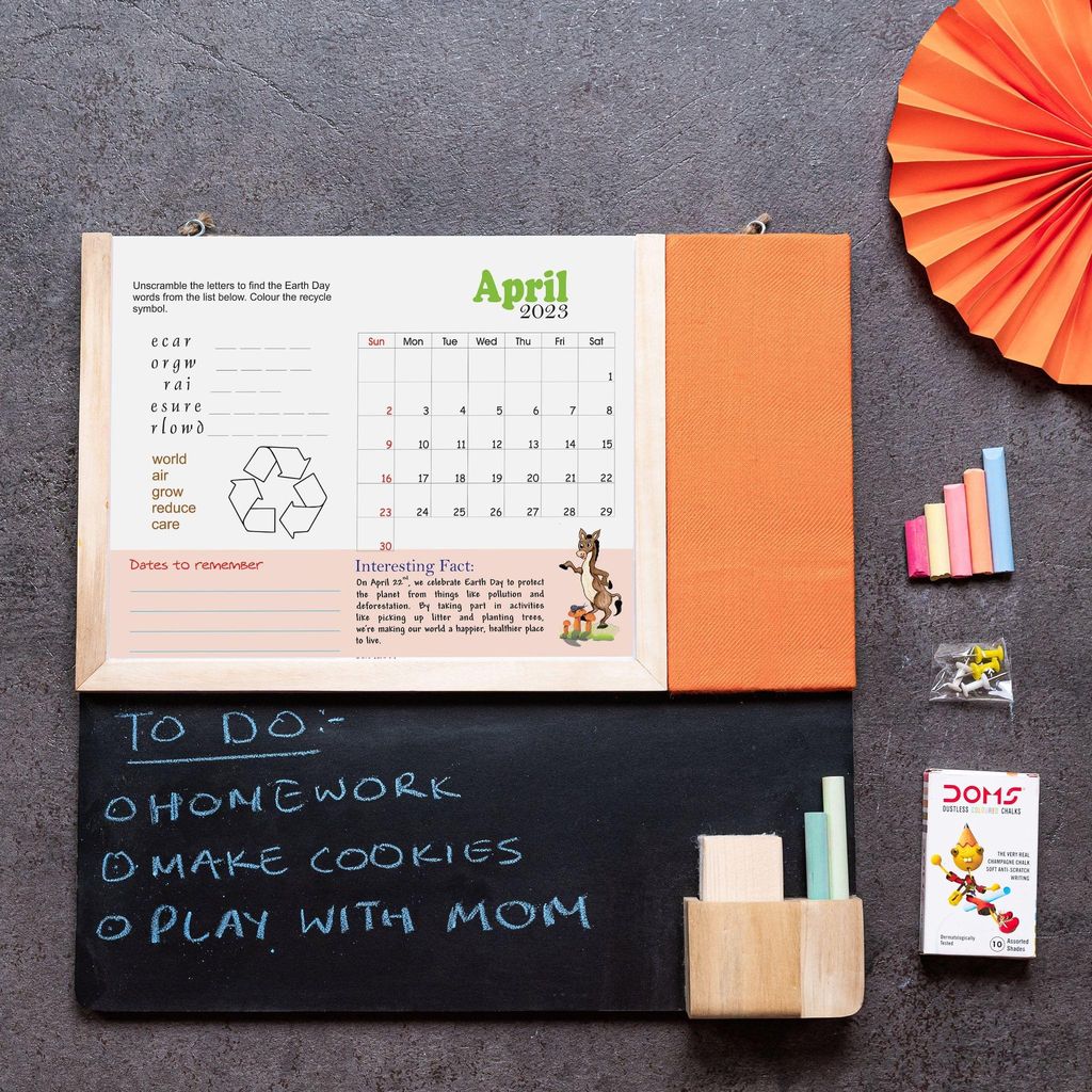 IVEI Kids Activity Calendar with Black Board - Orange