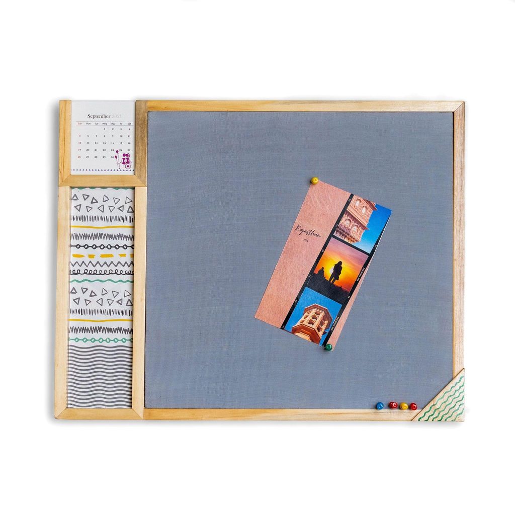 IVEI Metal board, Pinboard, Whiteboard with Calendar - Set of 2- Grey