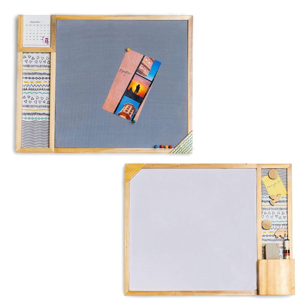 IVEI Metal board, Pinboard, Whiteboard with Calendar - Set of 2- Grey