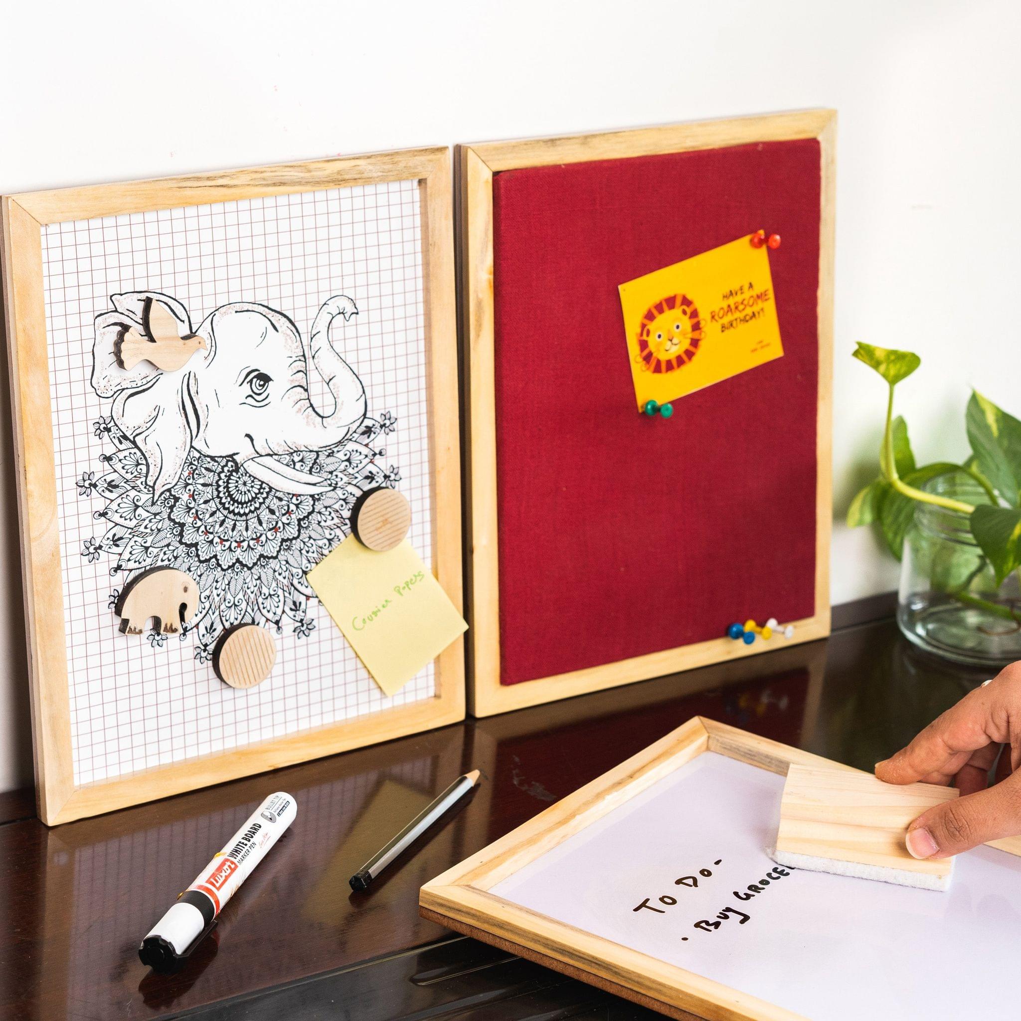 IVEI Whiteboard, Metal board & Pin Board (Small) - Set of 3 - Wine