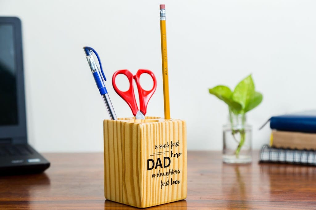 IVEI Pine Wood Pen stand Cube - for Father