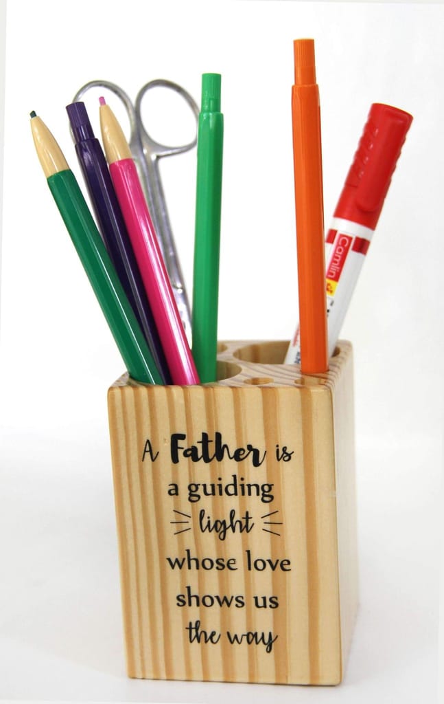 IVEI Pine Wood Pen stand Cube - for Father