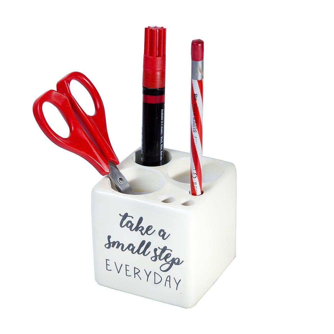 IVEI Wooden White Pen Stand Cube