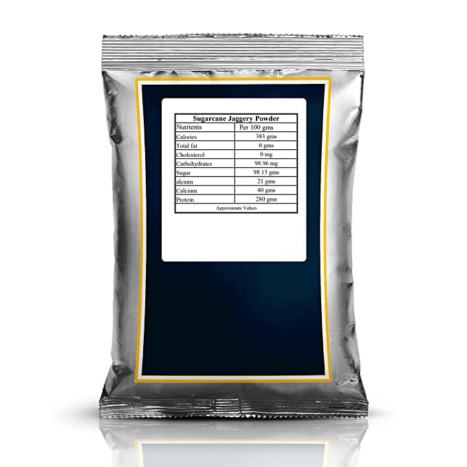 Gaanagam Sugarcane Jaggery Powder is raw unrefined sugar produced from sugarcane juice, with antioxidants and minerals like zinc and selenium, which help prevent free radicals, with 1 Year Shelf Life (1 kg)