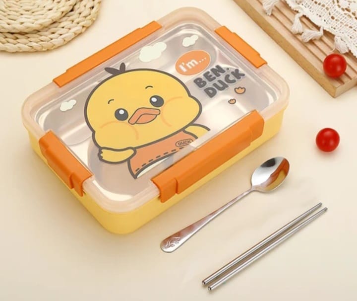 Cartoon Printed 4 Grid Compartment Insulated Tiffin Box for Adult Kids 4 Containers Lunch Box  (1100 ml, Thermoware)