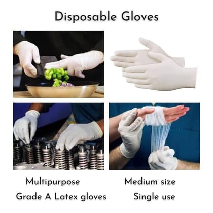 Latex Examination Disposable Medical Hand Gloves, Surgical gloves, 100 Pieces, White