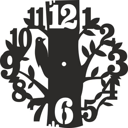 Dbeautify Unique Design MDF Bird Wall Clock in Black Color (Size-11.5 Inches)