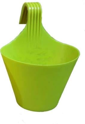 Dbeautify's Single Hook Flower Pots, Multicolor Garden Planters Railing Pots Virgin Plastic Hanging Planters, Pack of 6