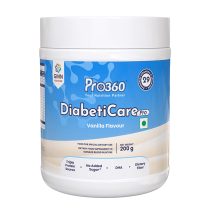 Pro360 DiabetiCare Pro Nutritional Diabetic Protein Food Supplement Powder to Manage Diabetes and Blood Glucose for Adults - 200gm Jar (Vanilla Flavor)