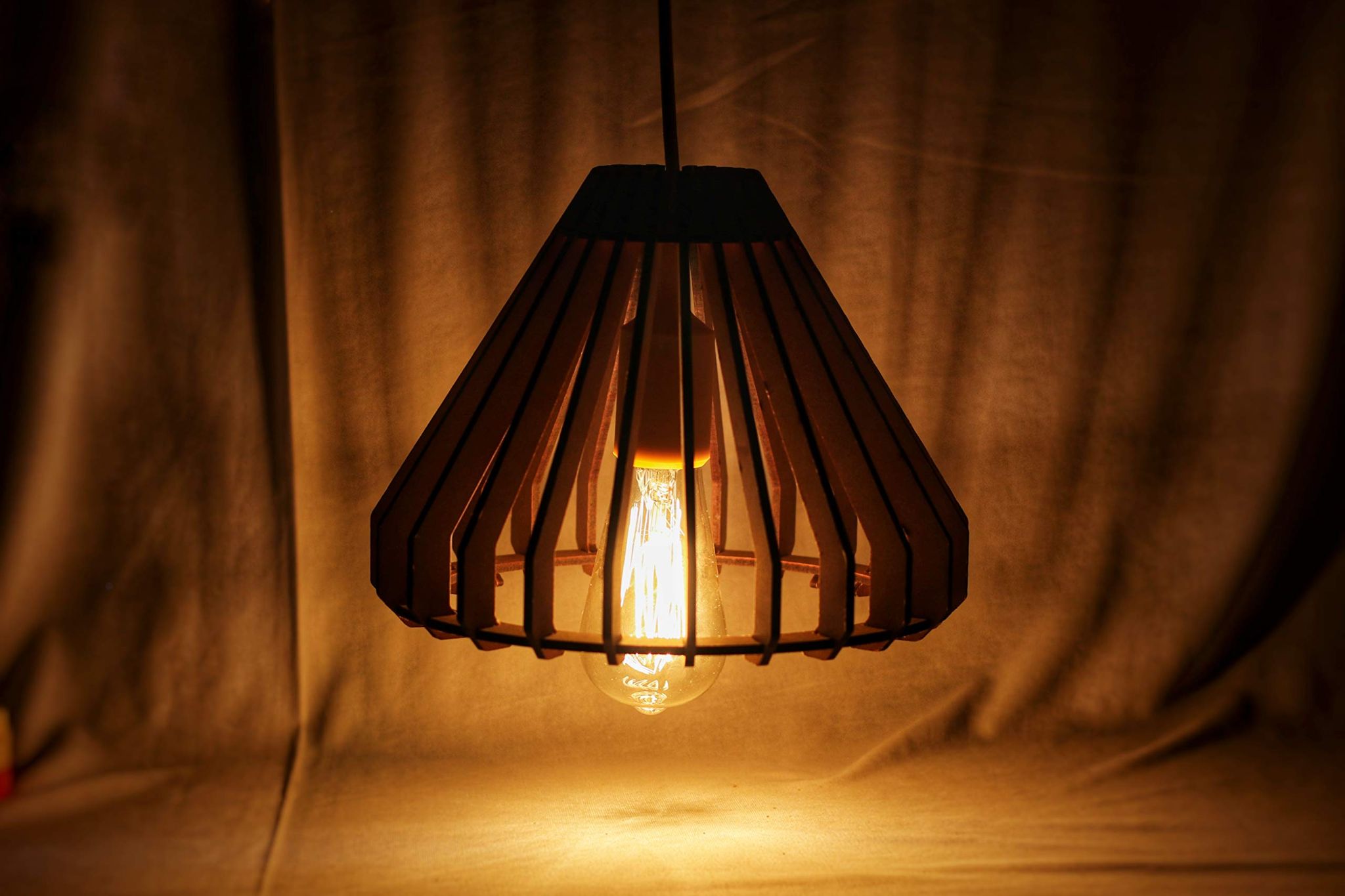 Dbeautify Hanging Lamp, MDF, Black (Bulb, and Extension Included)