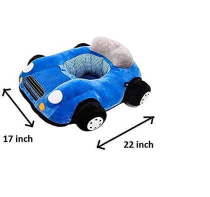 Car Shape Soft Plush Cushion Baby Sofa Seat/Rocking Chair for Kids up (Blue Car Sofa Chair)