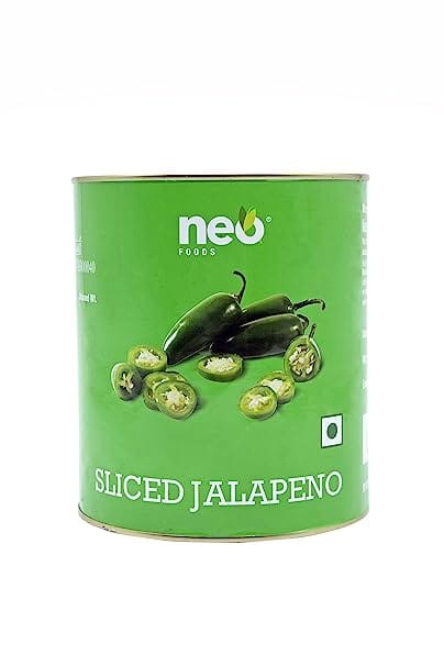 Neo Sliced Jalapeno 2.9 kg Tin I Ready-to-Eat Fibre-Rich Topping I Enjoy with Black Olive for Pizza, Pasta, Nachos and Salads l Mix in Mayo or cheese or Green Olive to make it spicy dip I 100% Vegan I Pickled Jalapeno Can I Enjoy as Filling Sandwich, Burger & Wraps I Non-GMO