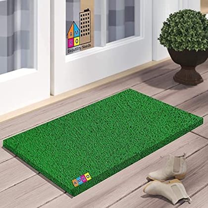 Amro Door Mat for Home Entrance PVC Antiskid Heavy Solid Polyvinyl Chloride 10-12mm Thick Floor Mat for Outdoor/Offices/Restaurants/Weight 800+ GMS (Size 41 X 61cm) Color-Grass Green
